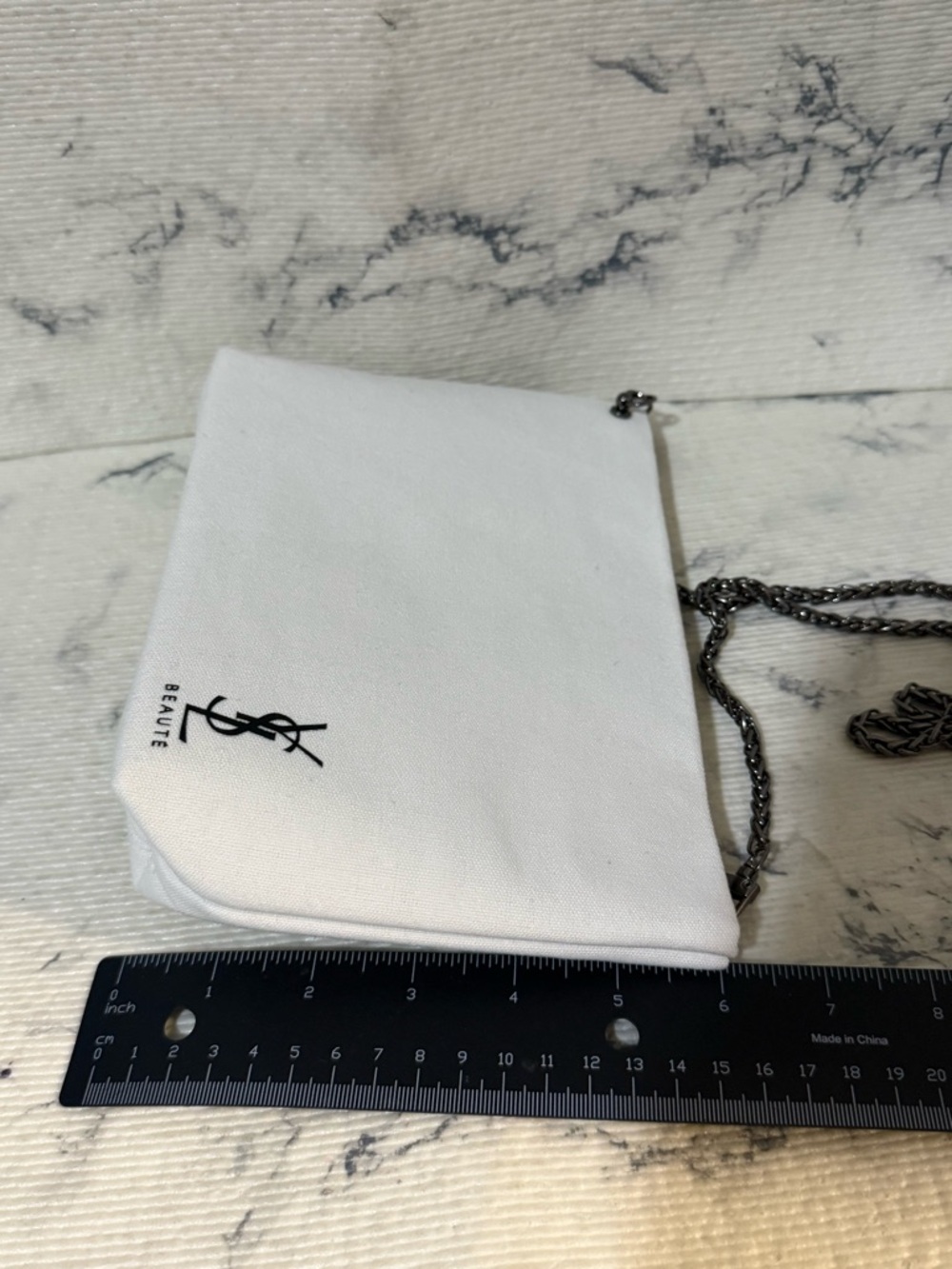 Yves Saint Laurent Beauty Canvas Bag with Chain Crossbody Strap - Picture 15 of 17